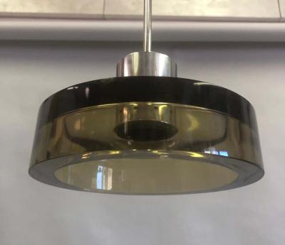 Seguso Vetri d arte Italian Mid Century Modern Murano Grey Green Glass Pendant Chandelier by Seguso