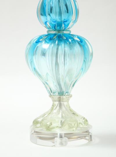 Seguso Vetri d arte Seguso Ocean Blue Clear Murano Lamps