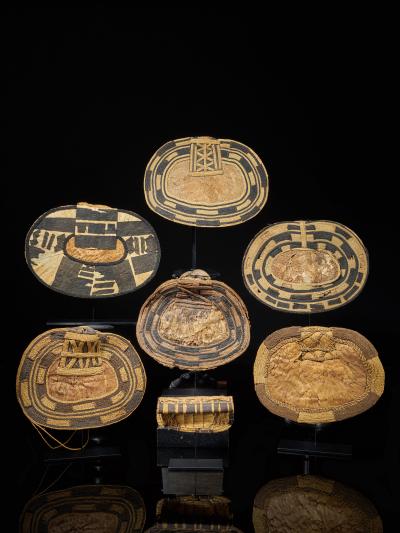 Selection of 7 Cache Sexe made of Palm Leaf Mangbetu People DRC 