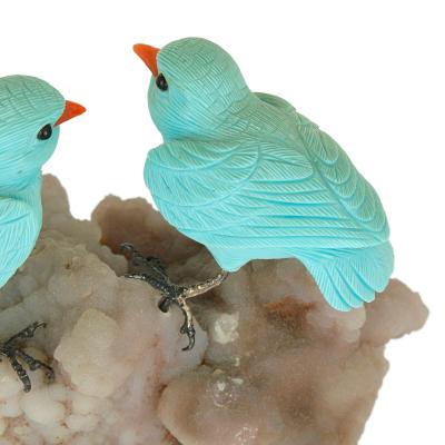 Semi precious stone and silver bird model