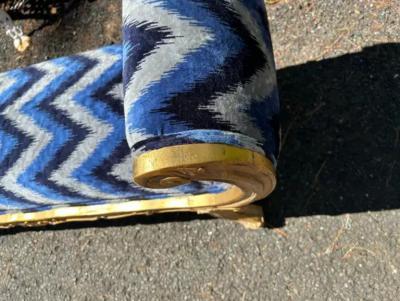 Sensational French Louis XVI Style Gilded Gold Scroll Arm Bench Settee