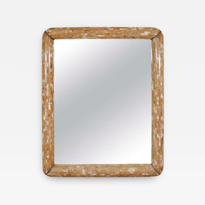 Sensational Monumental Tessellated Horn Wall Mirror with Bronze Accents