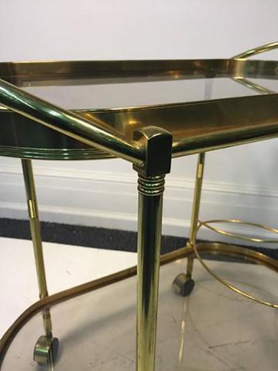 Sensational Oval Shaped Two Tier Brass Italian Tea or Bar Cart