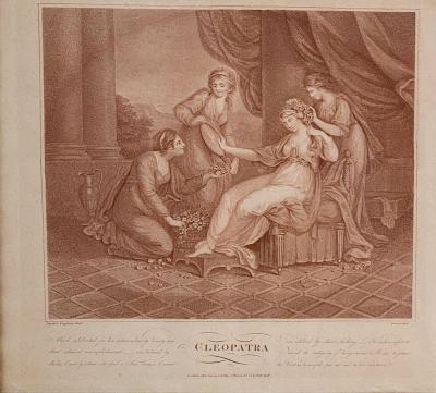 Sepia Engraving of Cleopatra Italy 19th century