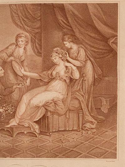 Sepia Engraving of Cleopatra Italy 19th century