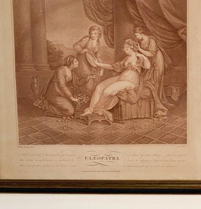 Sepia Engraving of Cleopatra Italy 19th century