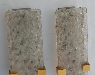 Serge Mouille 1963 Pair Dallux Sconces Attributed to Serge Mouille Brass Glass St Gobain
