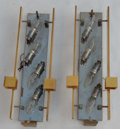 Serge Mouille 1963 Series 4 Dallux Sconces Attributed to Serge Mouille Brass Glass St Gobain