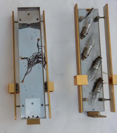 Serge Mouille 1963 Series 4 Dallux Sconces Attributed to Serge Mouille Brass Glass St Gobain