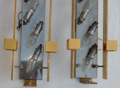 Serge Mouille 1963 Series 4 Dallux Sconces Attributed to Serge Mouille Brass Glass St Gobain