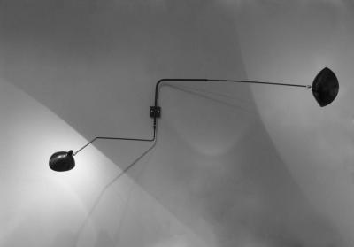Serge Mouille 2 Arm Rotating 1 Arm Curved Sconce by Serge Mouille