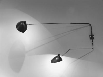 Serge Mouille 2 Arm Rotating 1 Arm Curved Sconce by Serge Mouille