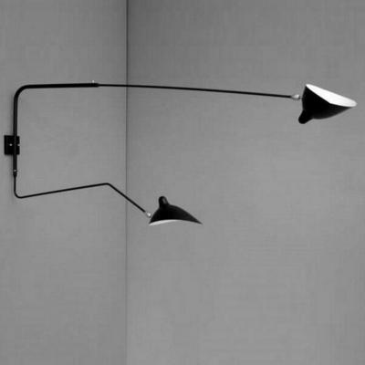 Serge Mouille 2 Arm Rotating 1 Arm Curved Sconce by Serge Mouille