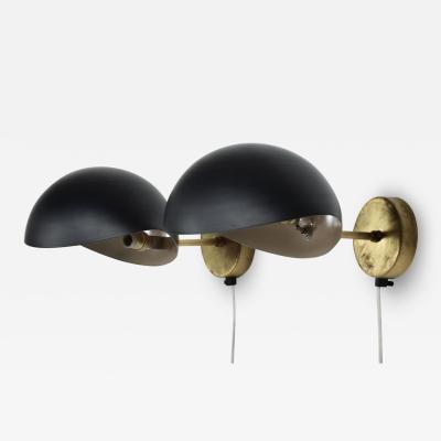Serge Mouille Black on BRASS Italian Double Wall Sconce Antony after Serge MOUILLE Mid Century
