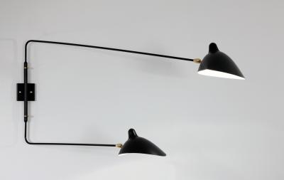 Serge Mouille Black or White Rotating Sconce with 2 Arms by Serge Mouille