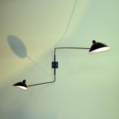 Serge Mouille Black or White Rotating Sconce with 2 Arms by Serge Mouille