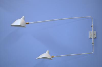 Serge Mouille Black or White Rotating Sconce with 2 Arms by Serge Mouille
