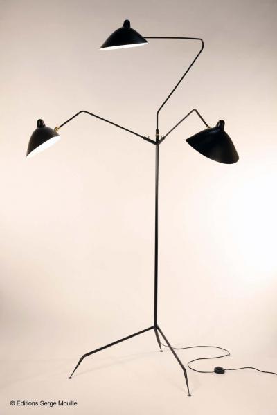 Serge Mouille Editions Serge Mouille Lampadaire 3 Bras Pivotants Floor Lamp