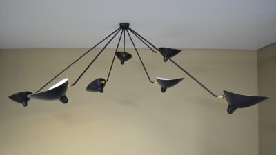 Serge Mouille Serge Mouille Black and White 7 Arm Spider Ceiling Lamp