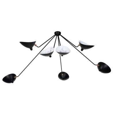 Serge Mouille Serge Mouille Black and White 7 Arm Spider Ceiling Lamp