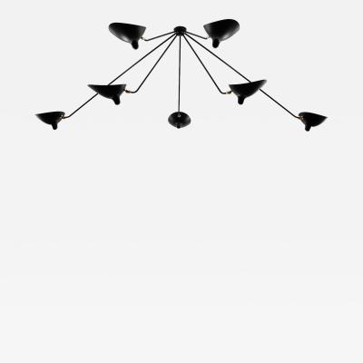 Serge Mouille Serge Mouille Black and White 7 Arm Spider Ceiling Lamp