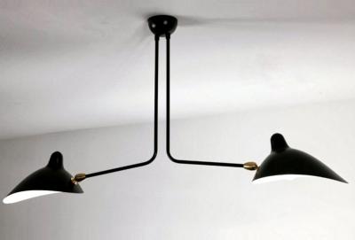 Serge Mouille Serge Mouille Black or White 2 Arm Ceiling Lamp