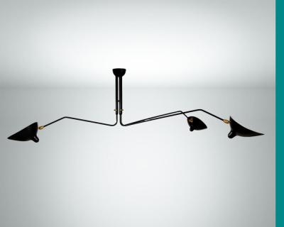Serge Mouille Serge Mouille Black or White 3 Arm Ceiling Lamp