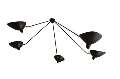Serge Mouille Serge Mouille Black or White 5 Arm Spider Ceiling Lamp