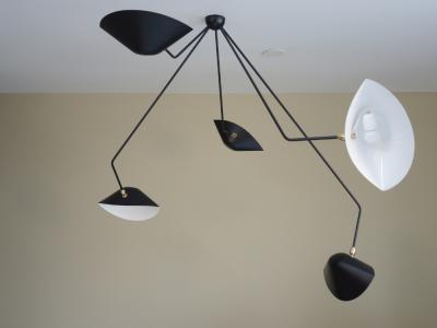 Serge Mouille Serge Mouille Black or White 5 Falling Arm Spider Ceiling Lamp