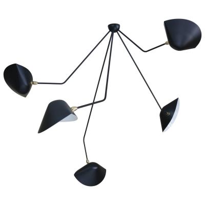 Serge Mouille Serge Mouille Black or White 5 Falling Arm Spider Ceiling Lamp