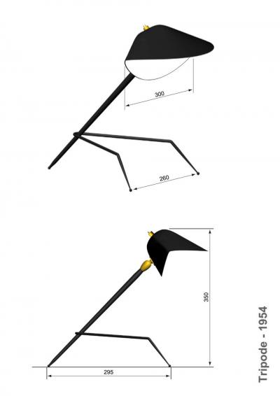Serge Mouille Serge Mouille Lampe Tripode Table Lamp