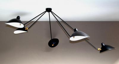 Serge Mouille Spider Ceiling Lamp with Five Arms by Serge Mouille