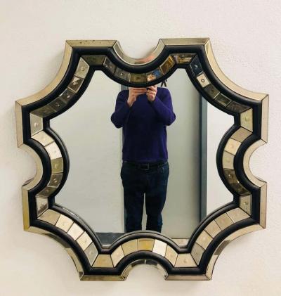 Serge Roche 2 French Midcentury Style Venetian Octagonal Mirrors in Style of Serge Roche