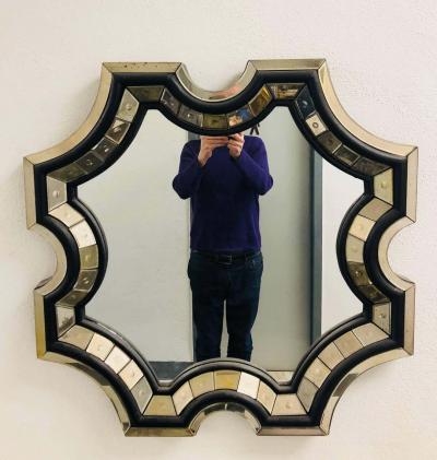 Serge Roche 2 French Midcentury Style Venetian Octagonal Mirrors in Style of Serge Roche