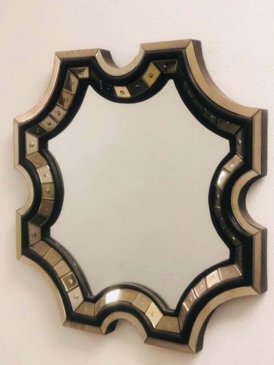 Serge Roche 2 French Midcentury Style Venetian Octagonal Mirrors in Style of Serge Roche