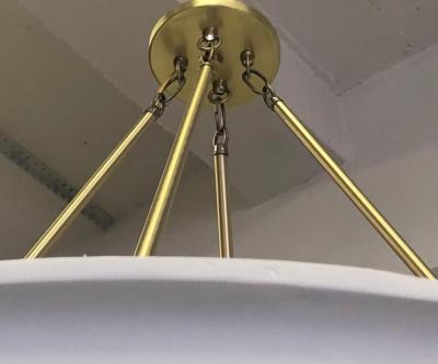 Serge Roche 2 French Modern Neoclassical Plaster and Brass Chandeliers Style of Serge Roche