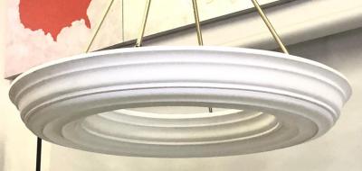 Serge Roche 2 French Modern Neoclassical Plaster and Brass Chandeliers Style of Serge Roche