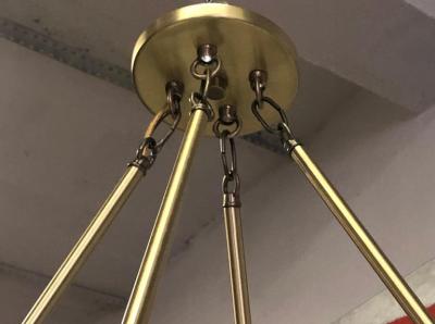 Serge Roche 2 French Modern Neoclassical Plaster and Brass Chandeliers Style of Serge Roche