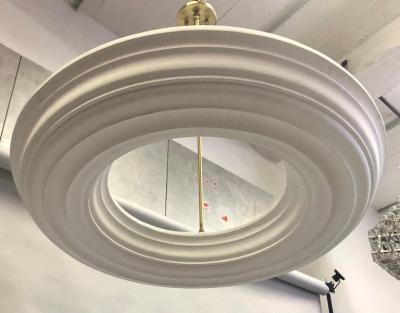 Serge Roche 2 French Modern Neoclassical Plaster and Brass Chandeliers Style of Serge Roche