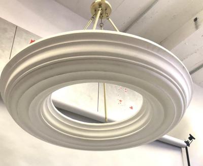 Serge Roche 2 French Modern Neoclassical Plaster and Brass Chandeliers Style of Serge Roche
