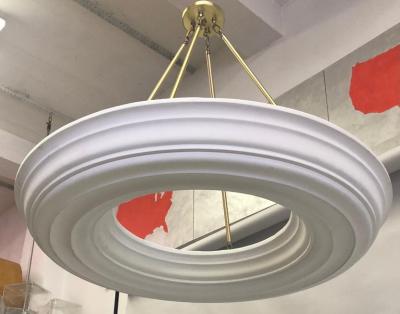 Serge Roche 2 French Modern Neoclassical Plaster and Brass Chandeliers Style of Serge Roche