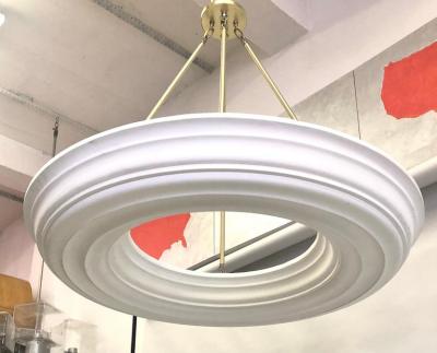 Serge Roche 2 French Modern Neoclassical Plaster and Brass Chandeliers Style of Serge Roche