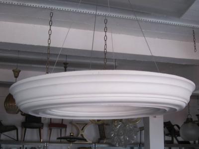 Serge Roche 2 Large French Modern Neoclassical Plaster Chandeliers in style of Serge Roche
