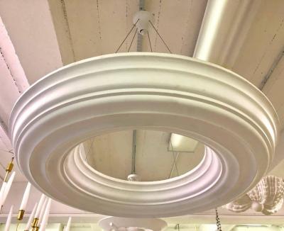 Serge Roche 2 Large French Modern Neoclassical Plaster Chandeliers in style of Serge Roche