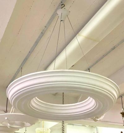 Serge Roche 2 Large French Modern Neoclassical Plaster Chandeliers in style of Serge Roche