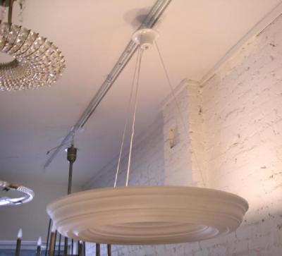 Serge Roche 2 Large French Modern Neoclassical Plaster Chandeliers in style of Serge Roche