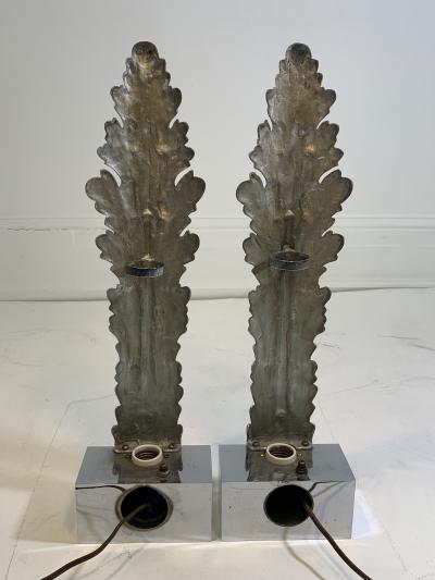 Serge Roche ART DECO CHROMED BRONZE ACANTHUS LEAF TABLE LAMPS IN THE MANNER OF SERGE ROCHE