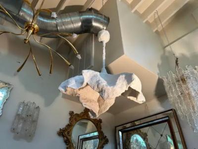 Serge Roche French Organic Modern Plaster Chandelier