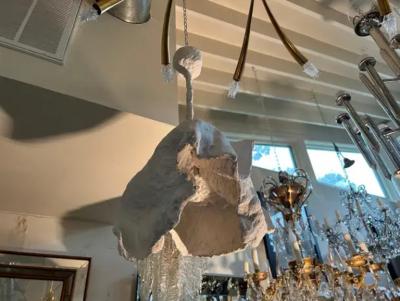 Serge Roche French Organic Modern Plaster Chandelier
