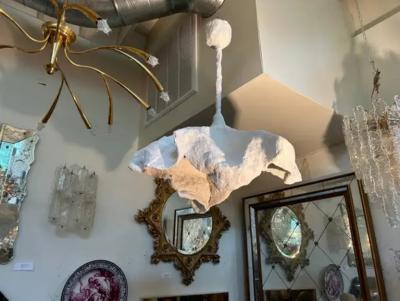 Serge Roche French Organic Modern Plaster Chandelier